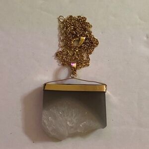 - Quartz Crystal Slice Pendant & Chain. NEW
